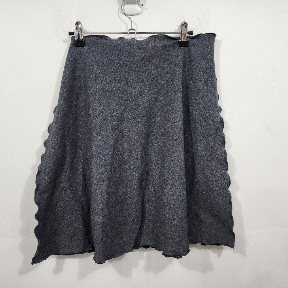Haystacks Tactel Bias Knit Skirt Dark Gray Stretch Knee-Length Lettuce-Edge XL
